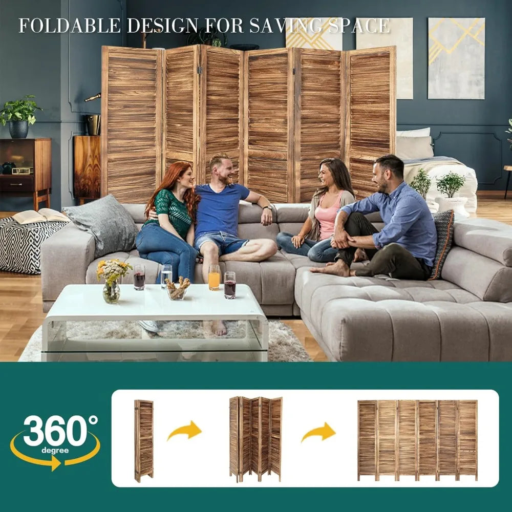 6 Panel Wood Room Screen Divider