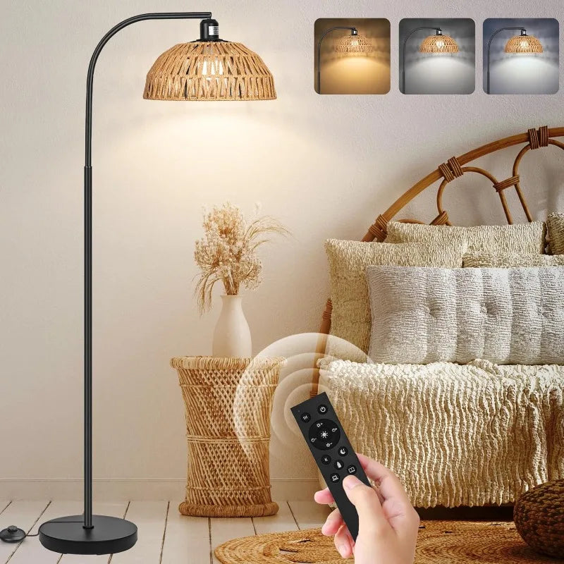 Farmhouse Rattan Floor Lamp