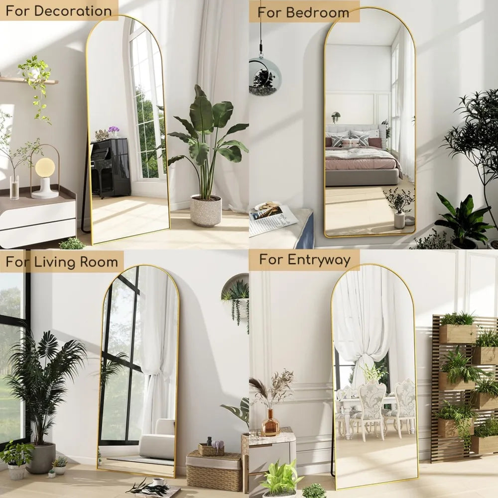 64''x21'' Arched Full Length Mirror with Stand