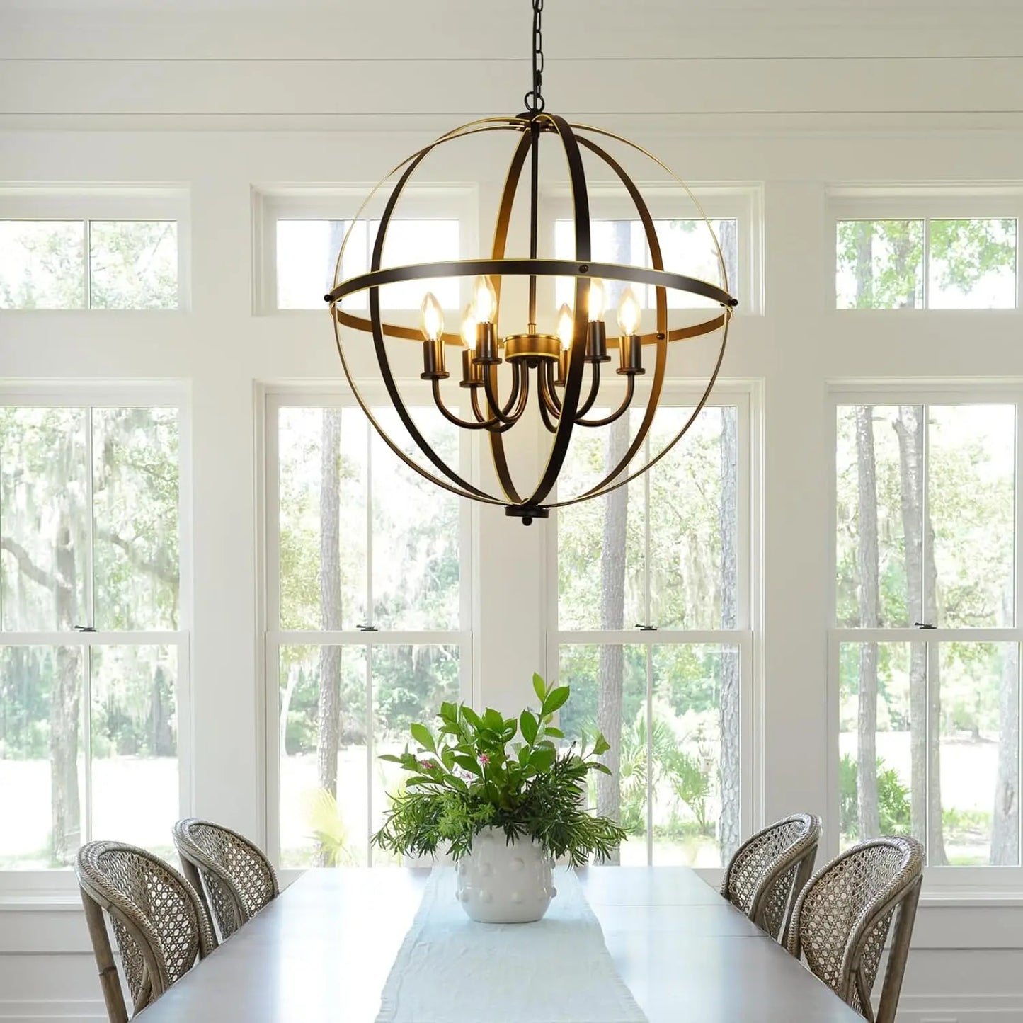 Black and Gold Industrial Sphere Pendant Lighting