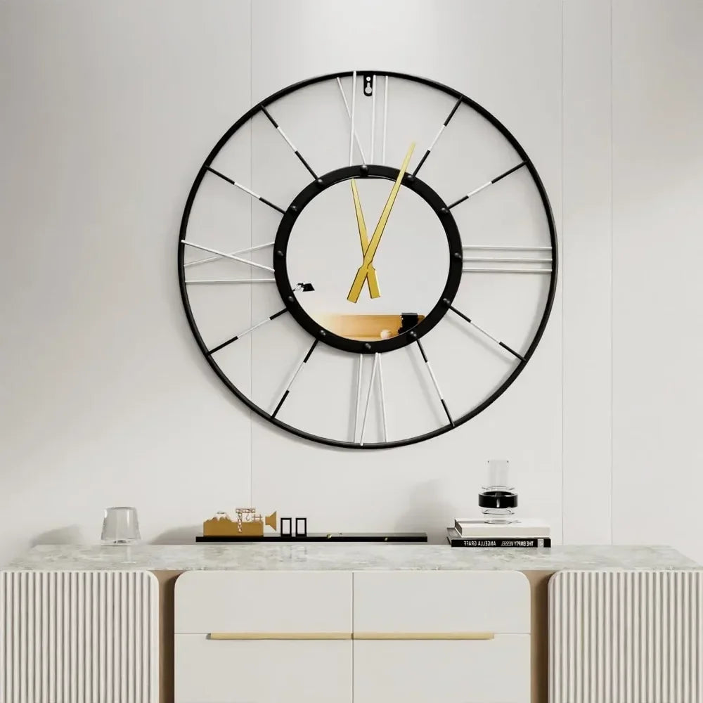 Metal Frame Big Silent Non Ticking Clock