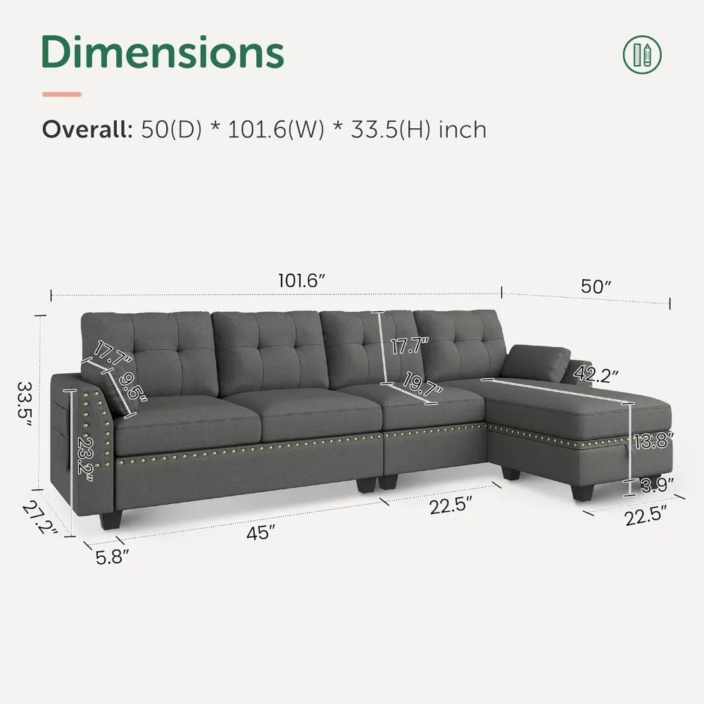 Reversible Sectional Sofa L-Shape Sofa