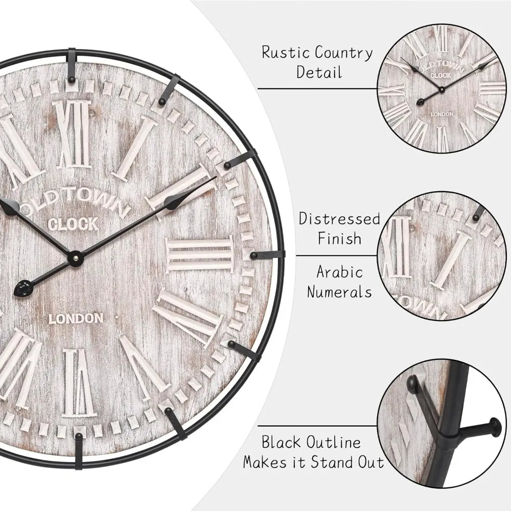 24 Inch Large Farmhouse Wall Clock