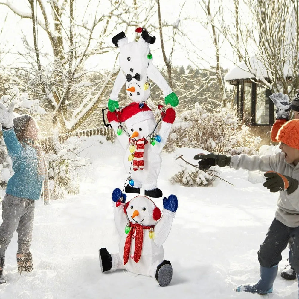 5.6-foot lit Christmas stacked snowman