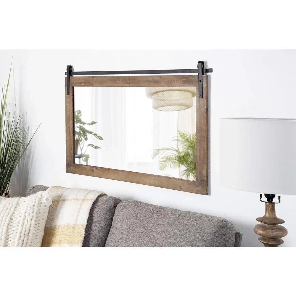 Farmhouse Horizontal Wood Framed Wall Mirror